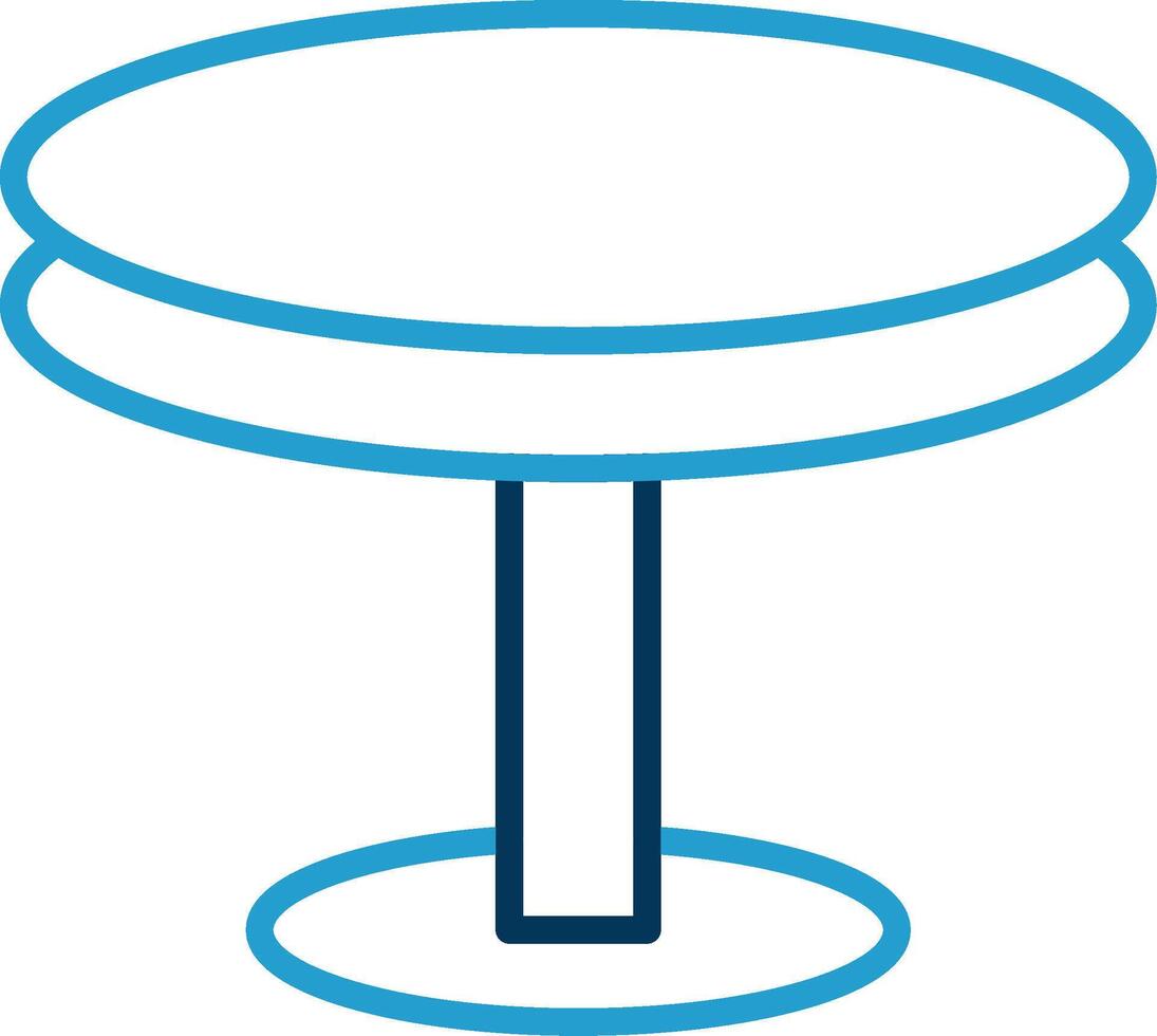 ronde tafel lijn blauw twee kleur icoon vector