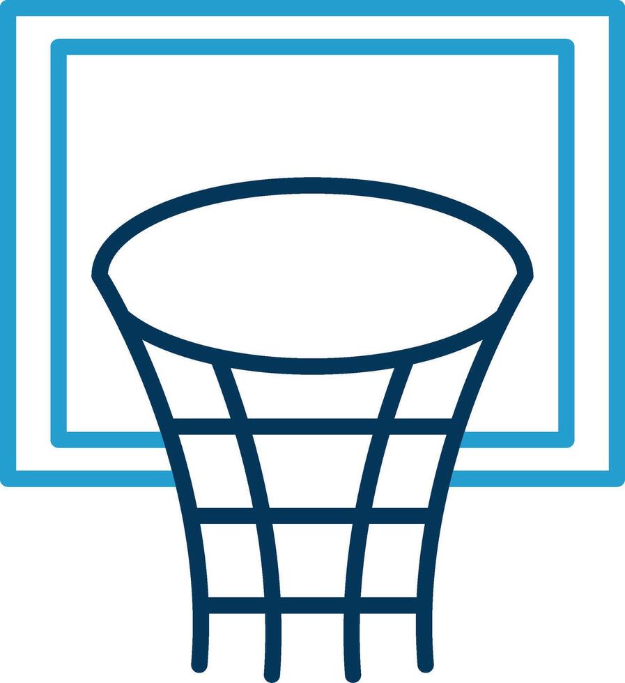 basketbal hoepel lijn blauw twee kleur icoon vector
