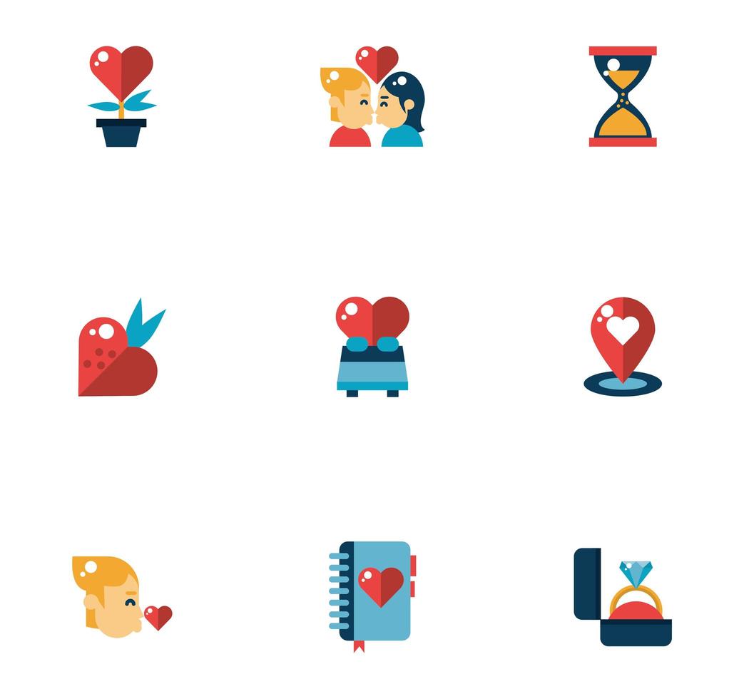 bundel van pictogrammen voor Valentijnsdag vector