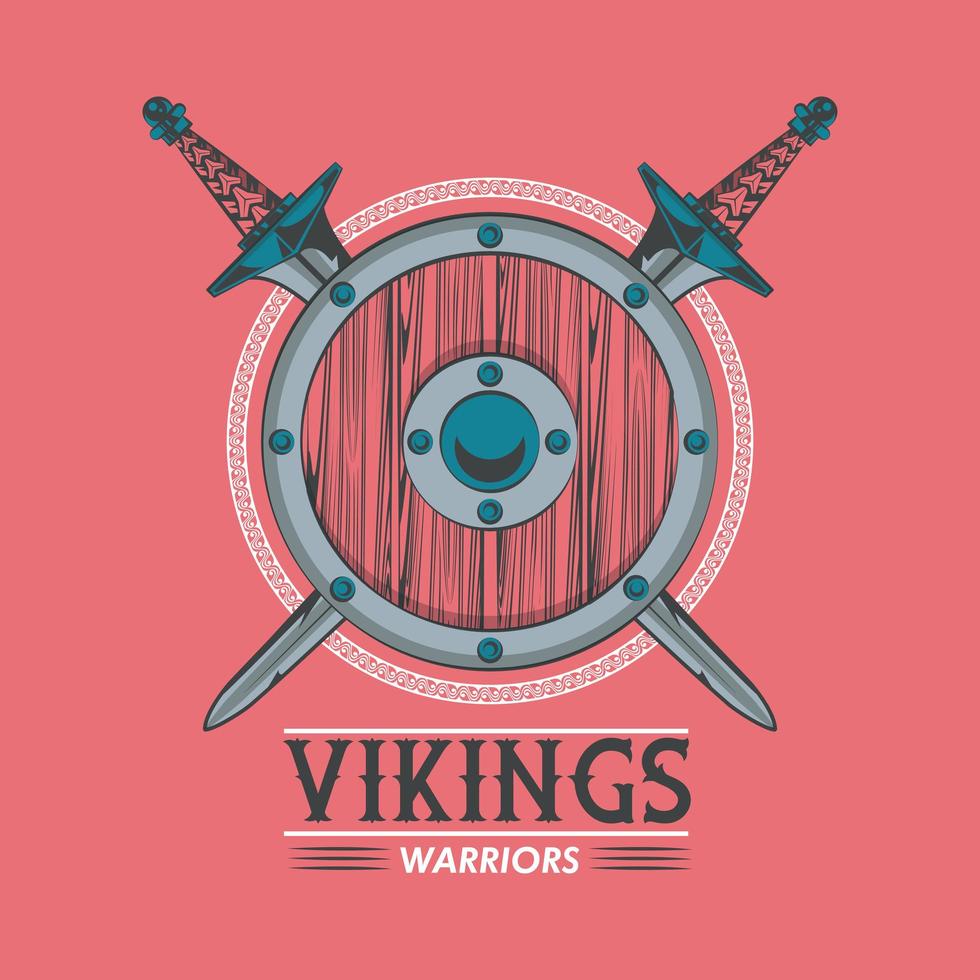 Vikingen krijgers gedrukte t-shirtsjabloon vector