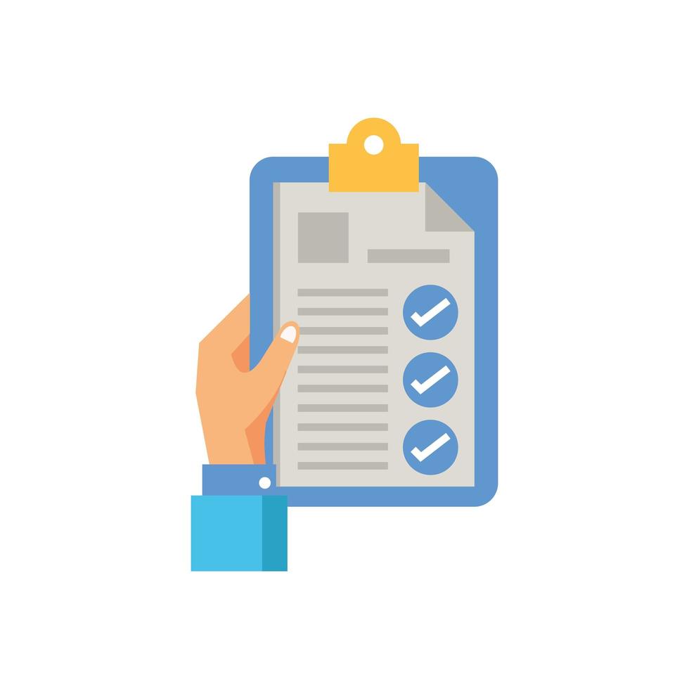 hand met klembord checklist document vector