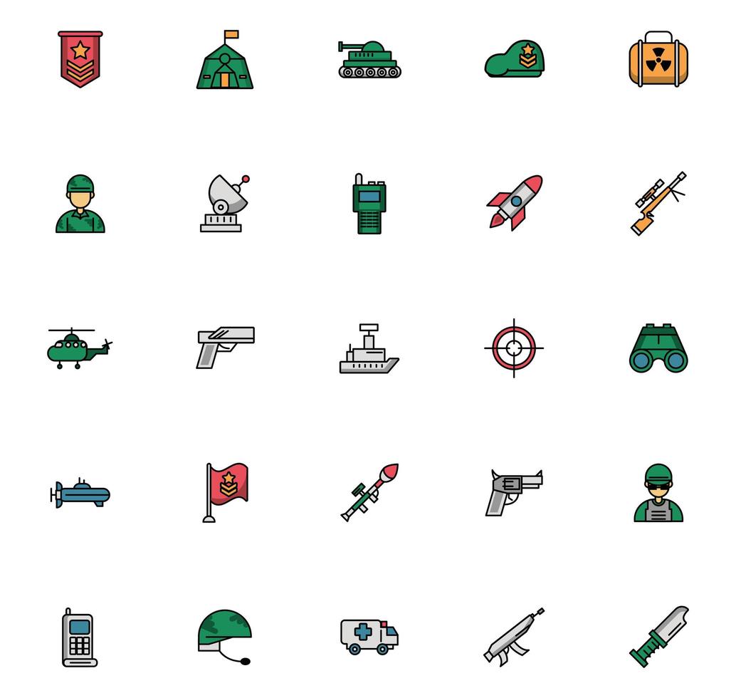 bundel van militaire set iconen vector