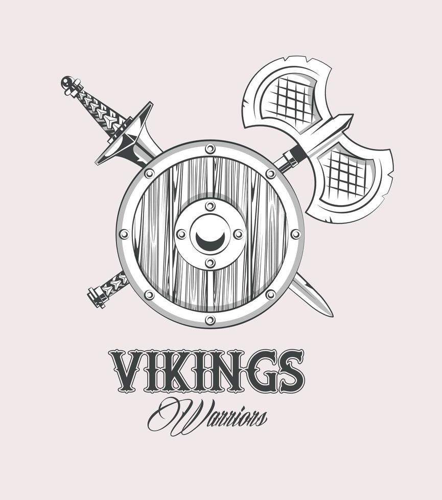 Vikingen krijgers gedrukte t-shirtsjabloon vector