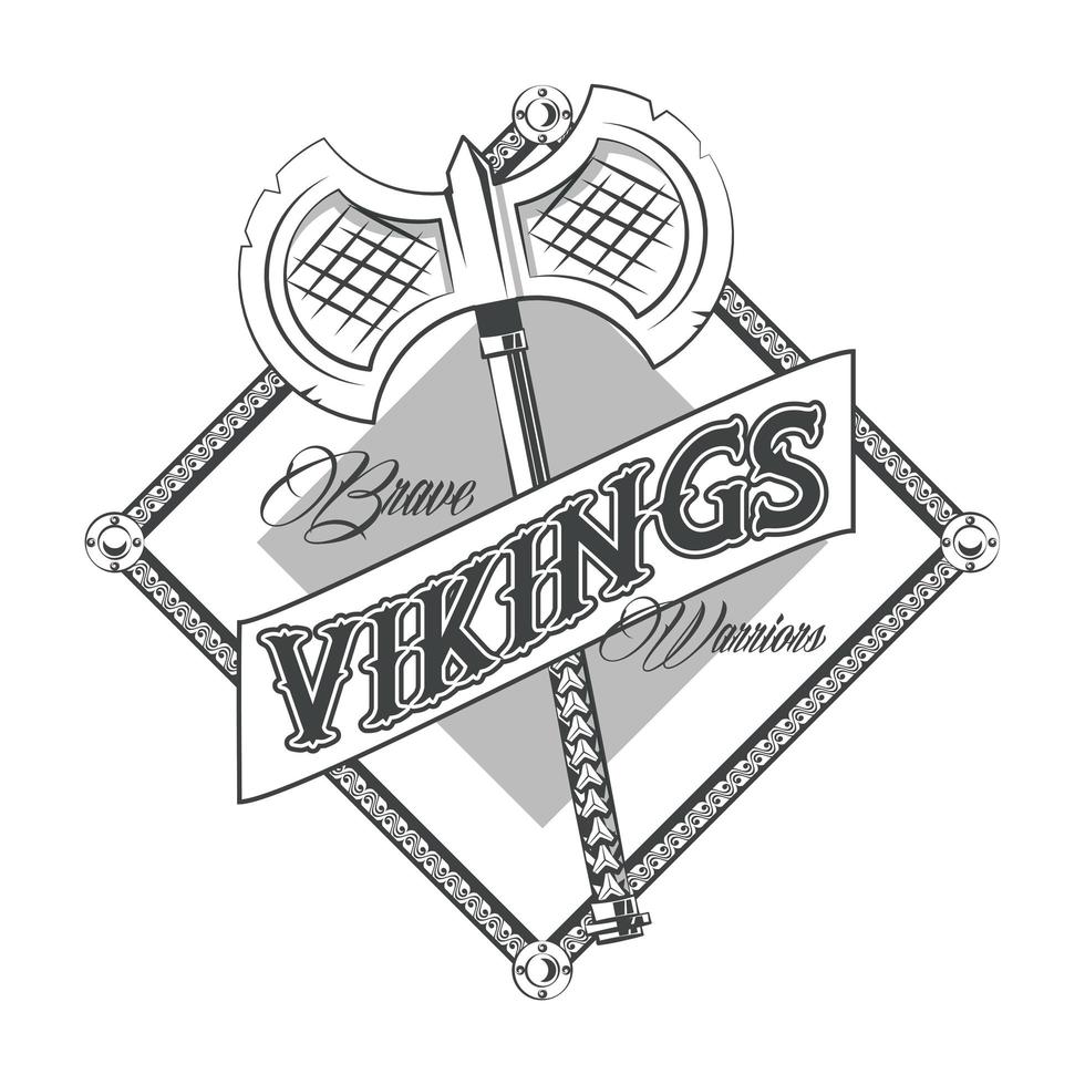 Vikingen krijgers gedrukte t-shirtsjabloon vector