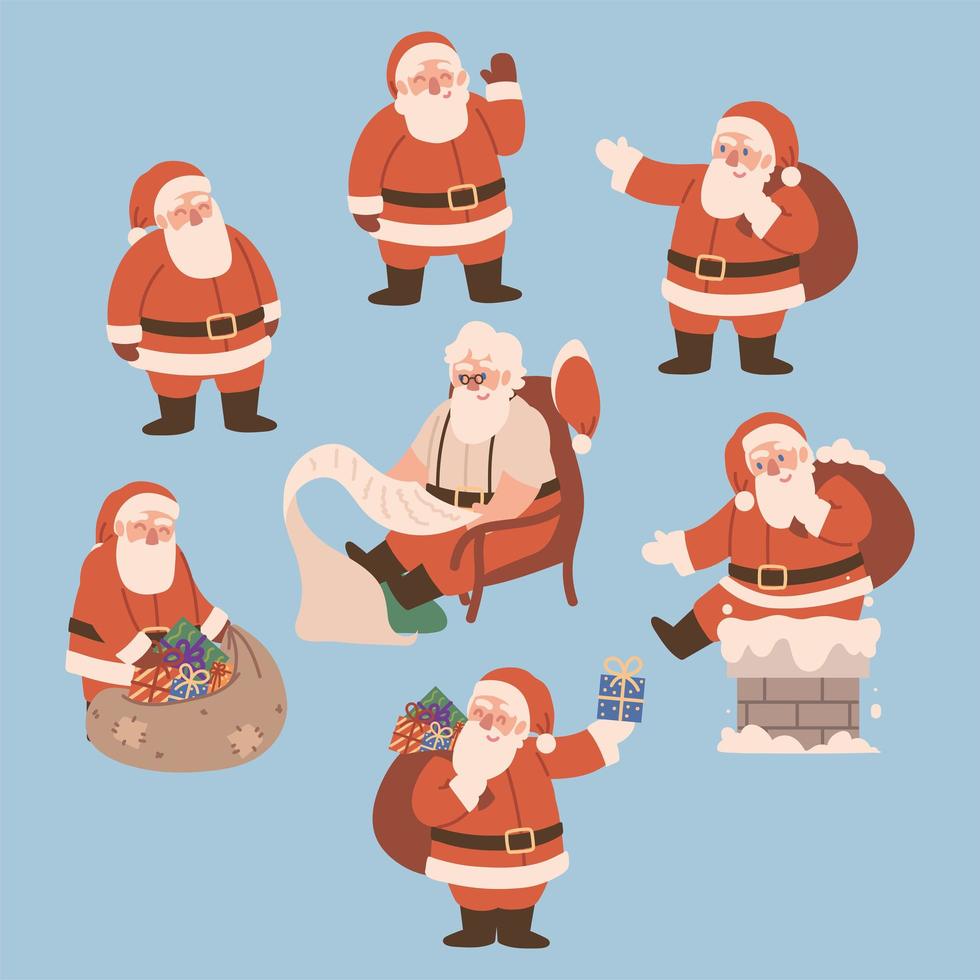 set van cartoon kerstman vector