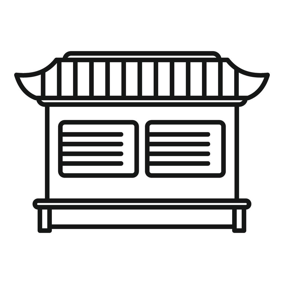 Aziatisch meditatie huis icoon schets . traditioneel architectuur vector