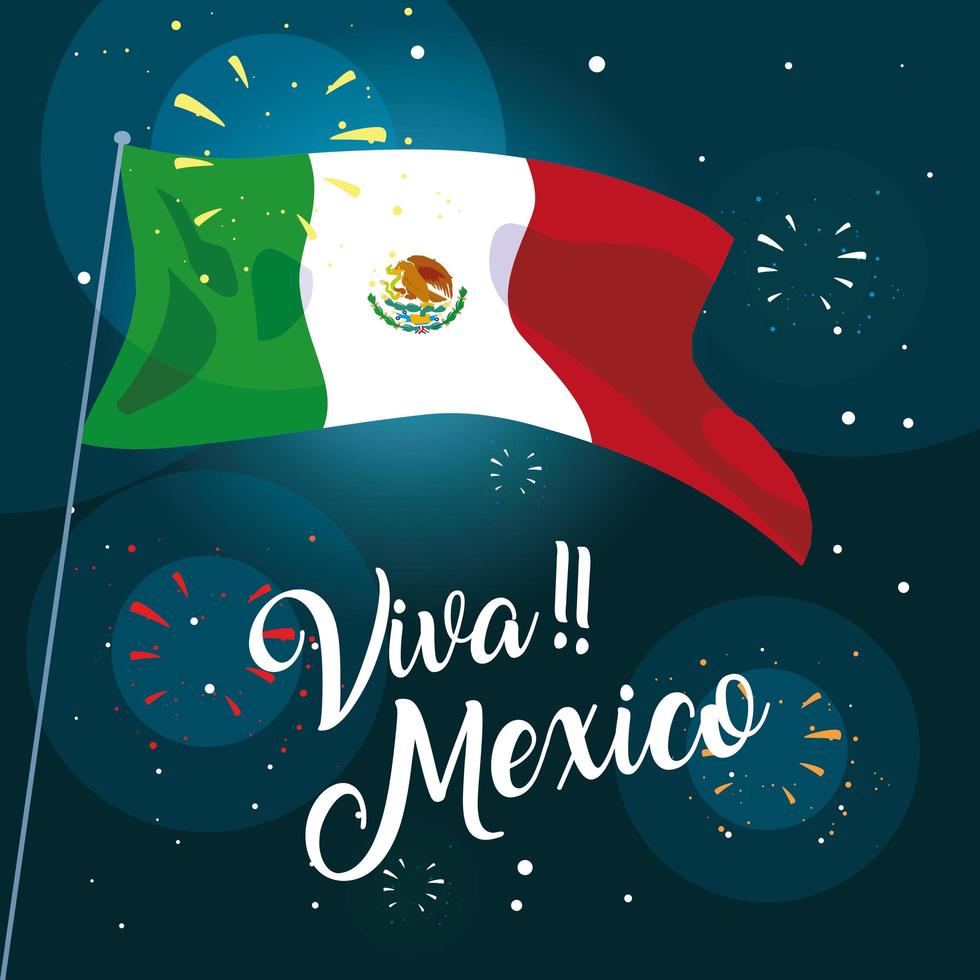 viva mexico label met Mexicaanse vlag vector