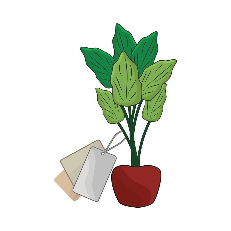 illustratie van kamerplant met prijs label vector