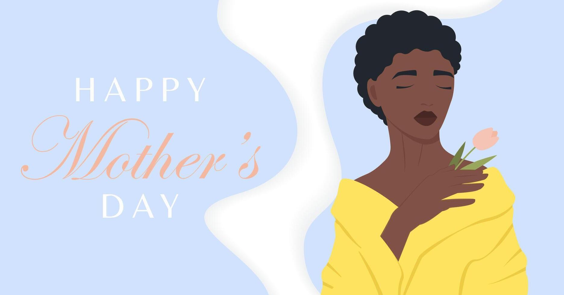 gelukkig moeder dag gemakkelijk spandoek. de meisje met bloem. ansichtkaart voor de vakantie moeder dag, Internationale vrouwen dag vector