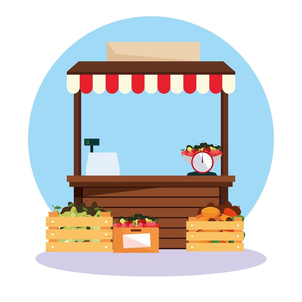 kraam kiosk gevel van winkel fruit vector