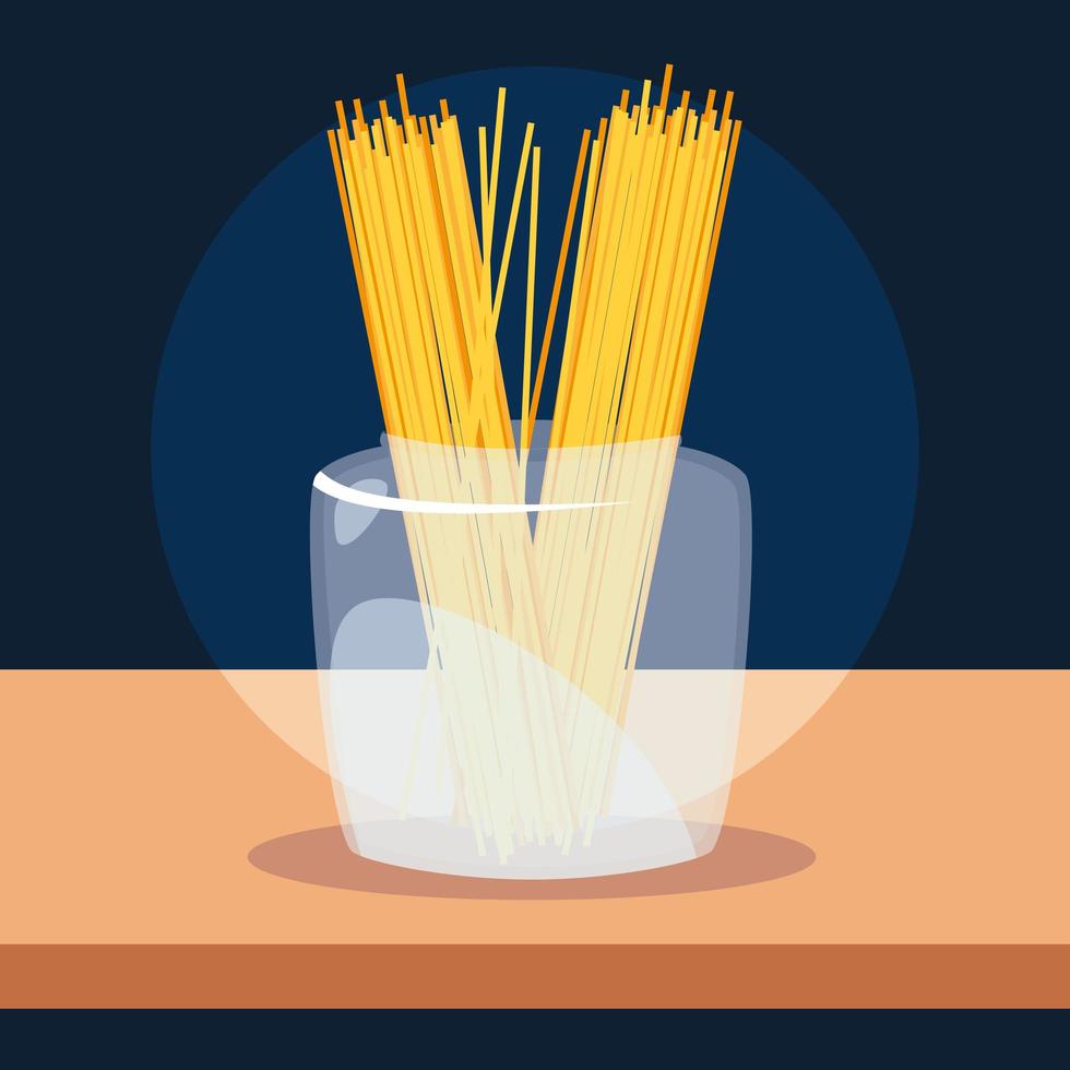 verse traditionele spaghetti in container van glas vector