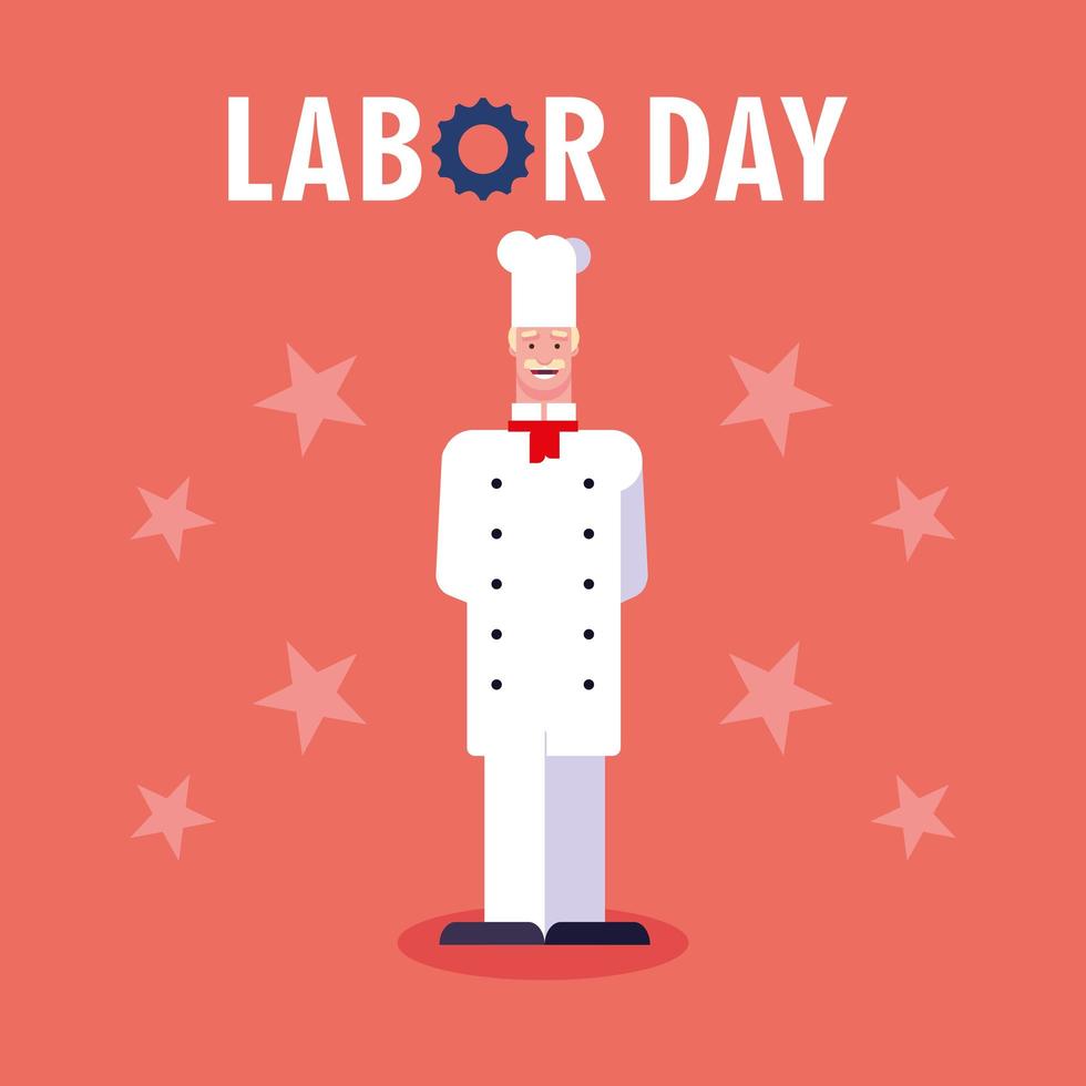 Labor Day label met professionele chef-kok vector