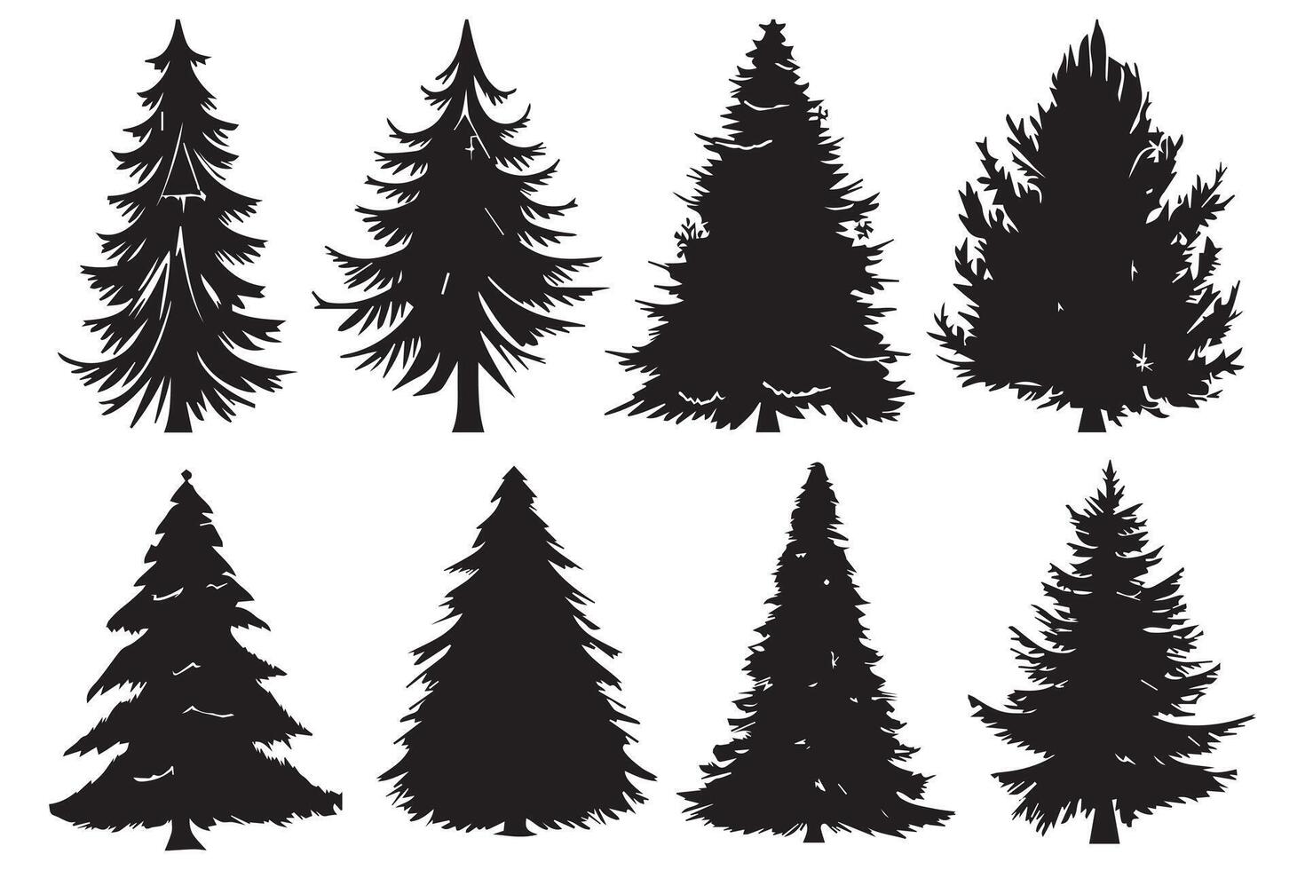 reeks van Kerstmis bomen silhouet pro ontwerp vector