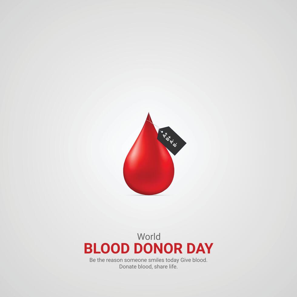 wereld bloed schenker dag. wereld bloed schenker dag creatief advertenties ontwerp juni 14. , illustratie, 3d vector