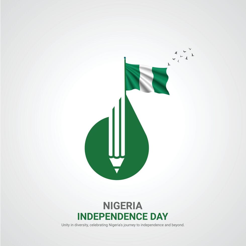 Nigeria onafhankelijkheid dag. Nigeria onafhankelijkheid dag creatief advertenties ontwerp. sociaal media na, , 3d illustratie. vector