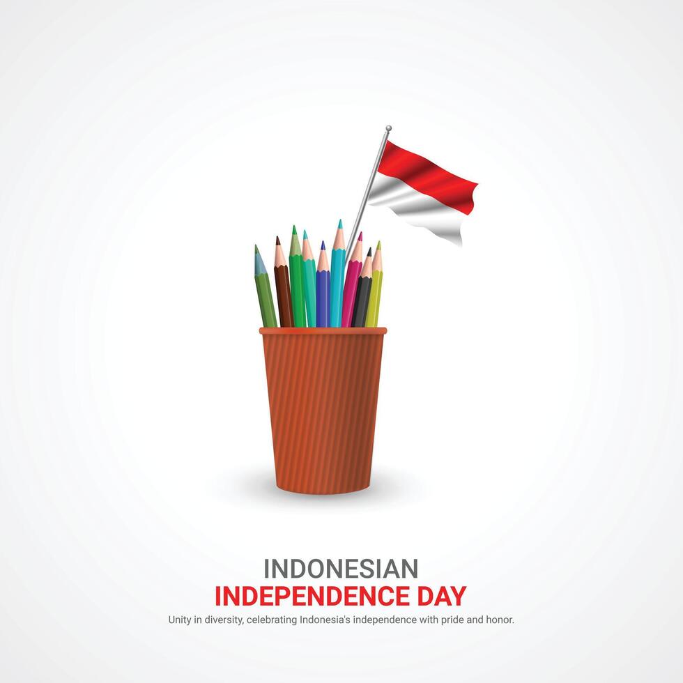 Indonesië onafhankelijkheid dag. Indonesië onafhankelijkheid dag creatief advertenties ontwerp. 3d illustratie. vector