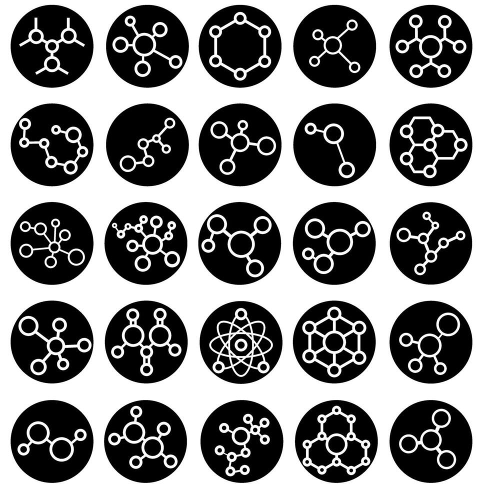 molecuul icoon reeks geïsoleerd Aan wit achtergrond. chemie illustratie teken verzameling. wetenschappelijk symbool. vector