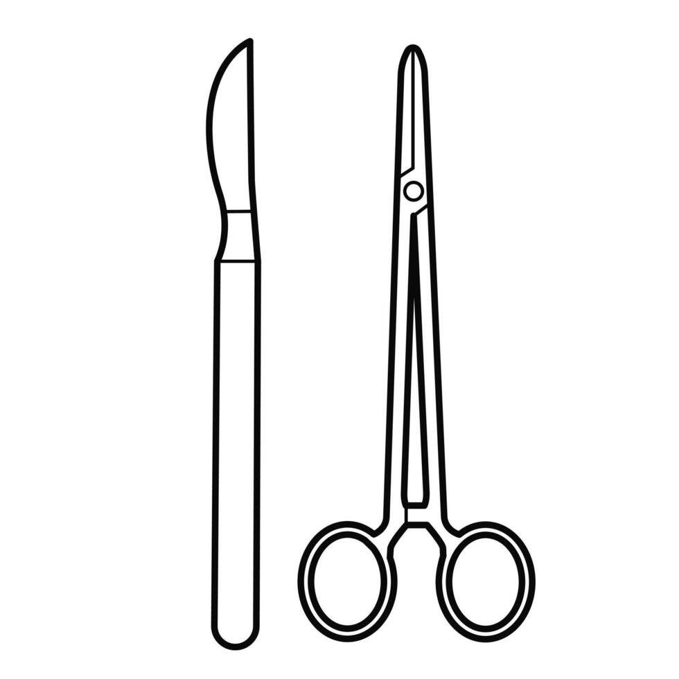 chirurgisch instrument medisch schaar en scalpel. vector