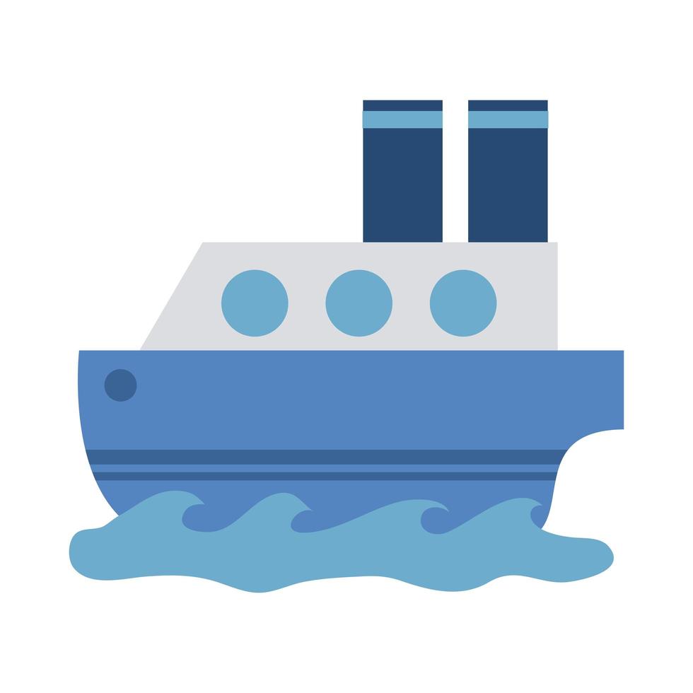 zomer reizen en vakantie cruise boot transport zee in vlakke stijl geïsoleerd pictogram vector