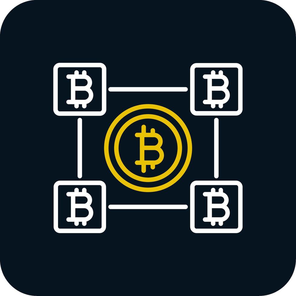 bitcoin blokken lijn rood cirkel icoon vector