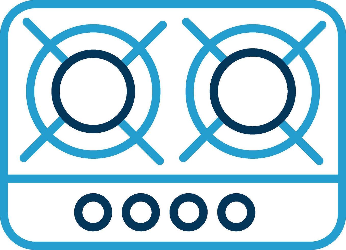 kookplaat lijn blauw twee kleur icoon vector