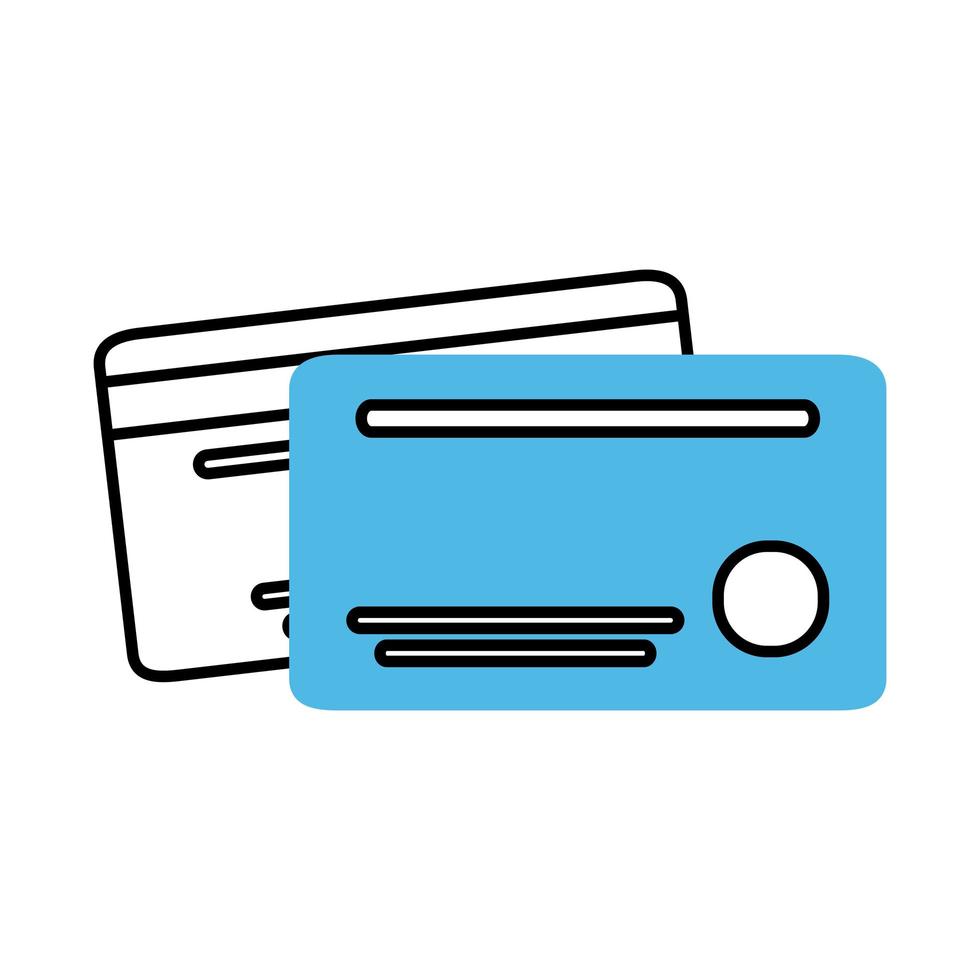 bankkaarten krediet- of debetgeld mobiele marketing en e-commerce lijn en vulstijlpictogram vector