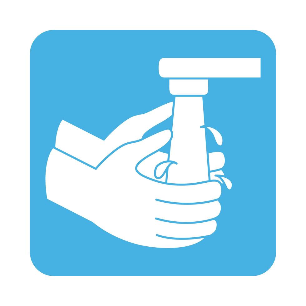 covid 19 coronavirus preventie handen wassen dagelijkse routine blok stijlicoon vector