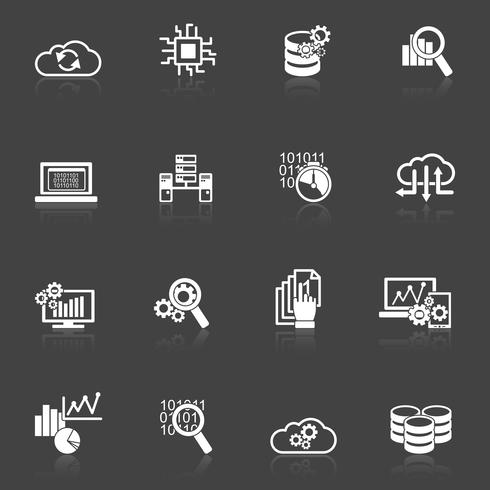 Database analytics pictogrammen zwart en wit vector