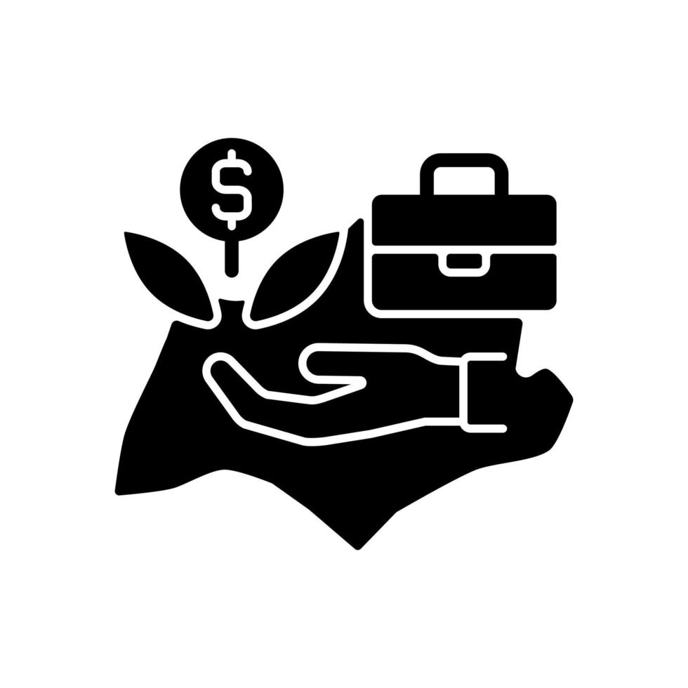 pro-zakelijke omgeving zwart glyph-pictogram. zakenvriendelijk land. singapore financiële sector. starters behouden. internationale reputatie. silhouet symbool op witte ruimte. vector geïsoleerde illustratie