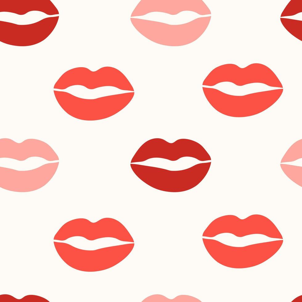 rood lippenstift lip prints naadloos patroon vector