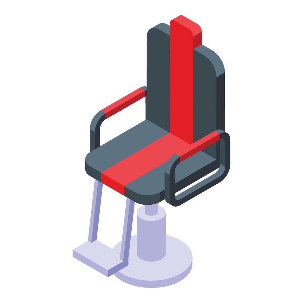 nieuw kapper stoel icoon isometrische . rood lijn ontwerp vector