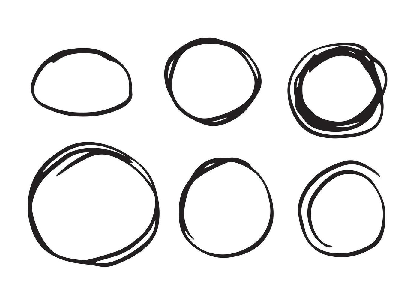 hand- getrokken cirkel schets schetsen set. circulaire kattebelletje cirkel ronde voor ontwerp element Aan wit achtergrond. vector