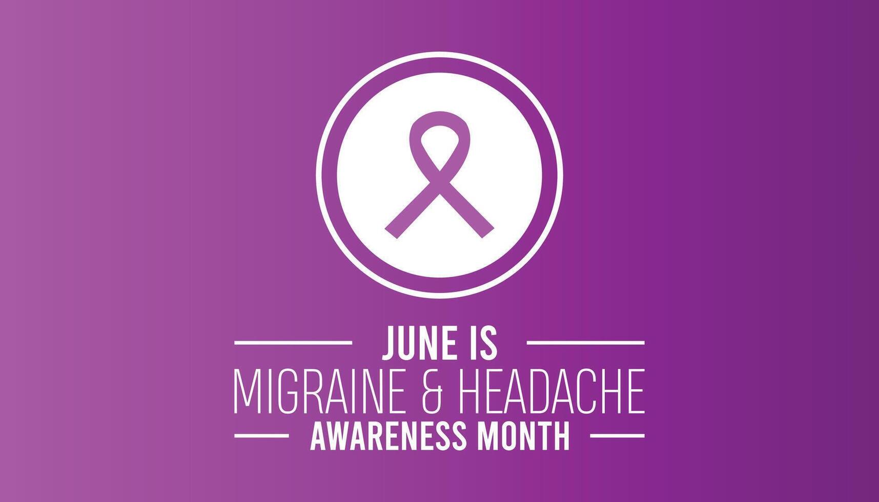 migraine en hoofdpijn bewustzijn maand opgemerkt elke jaar in juni. sjabloon voor achtergrond, banier, kaart, poster met tekst inscriptie. vector