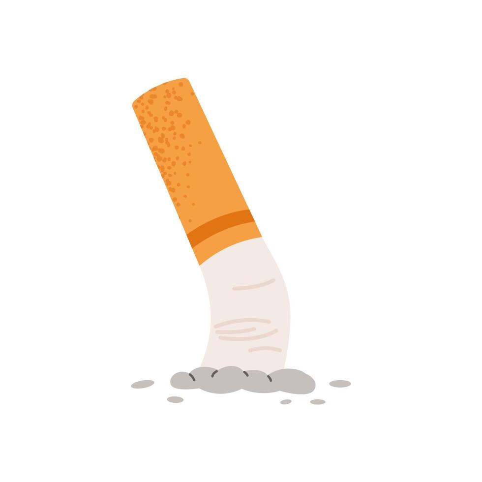 tabak sigaret kont gedoofd met as. Nee roken Oppervlakte teken sjabloon. vlak illustratie geïsoleerd Aan wit achtergrond. vector