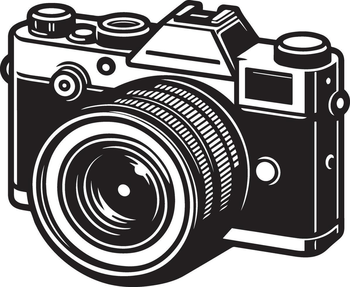 digitaal foto camera illustratie voor fotografie dag. icoon van fotografie apparatuur. fotograaf element met Luik en focus. vector