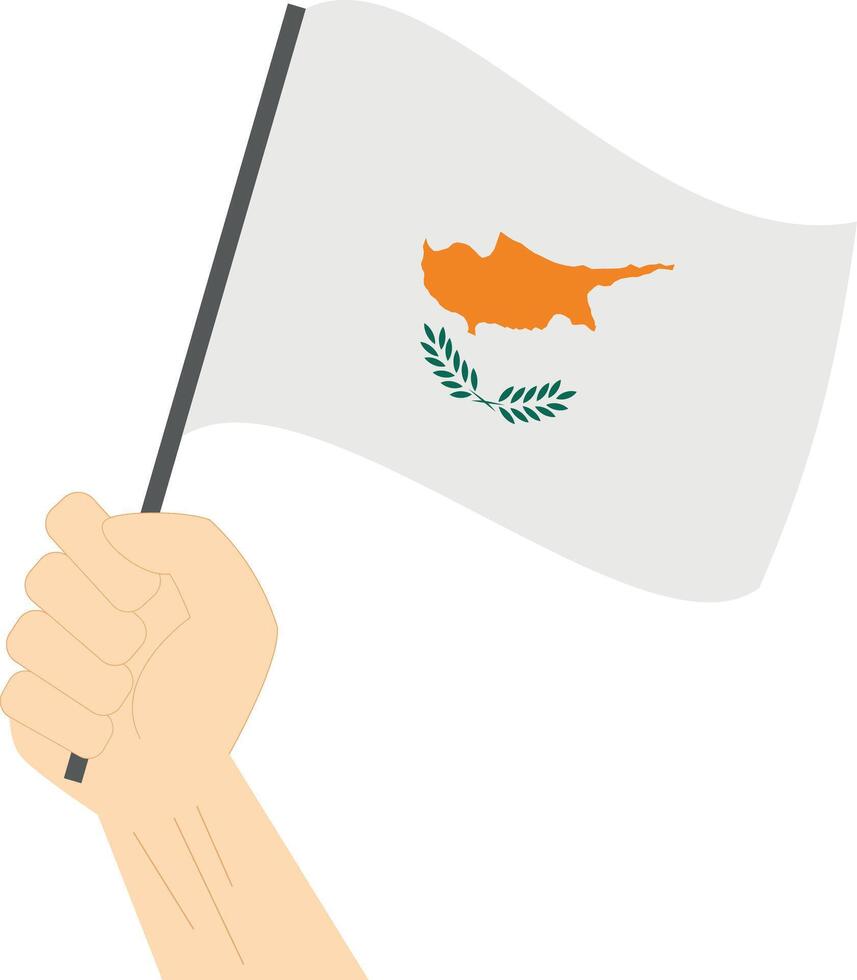 hand- Holding en verhogen de nationaal vlag van Cyprus vector