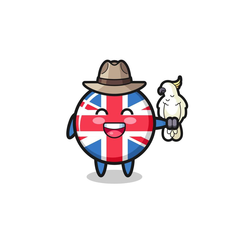 Verenigd Koninkrijk vlag dierenverzorger mascotte met een papegaai vector