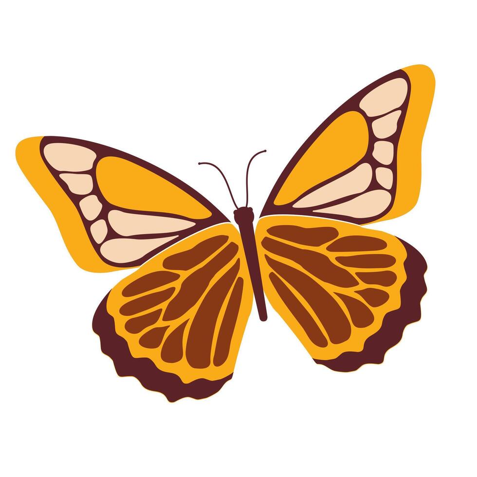 gestileerde illustratie van een vlinder in beige-bruin tinten. een vliegend vlinder met uitgestrekt Vleugels. vector