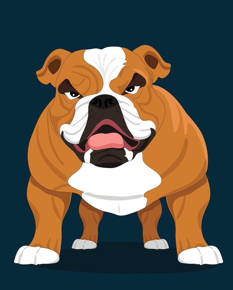 boos bulldog voorkant visie illustratie tekenfilm karakter ontwerp vector