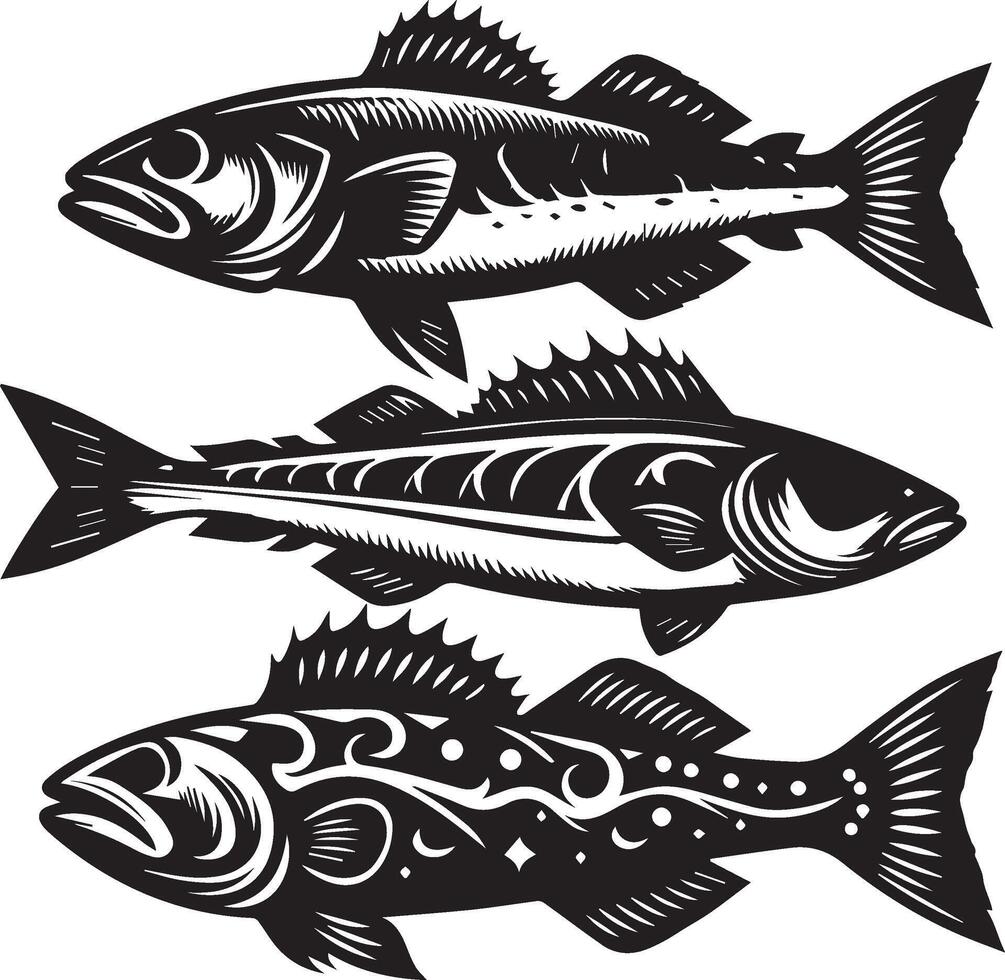 zee vis silhouet geïsoleerd Aan wit achtergrond. zee vis logo vector