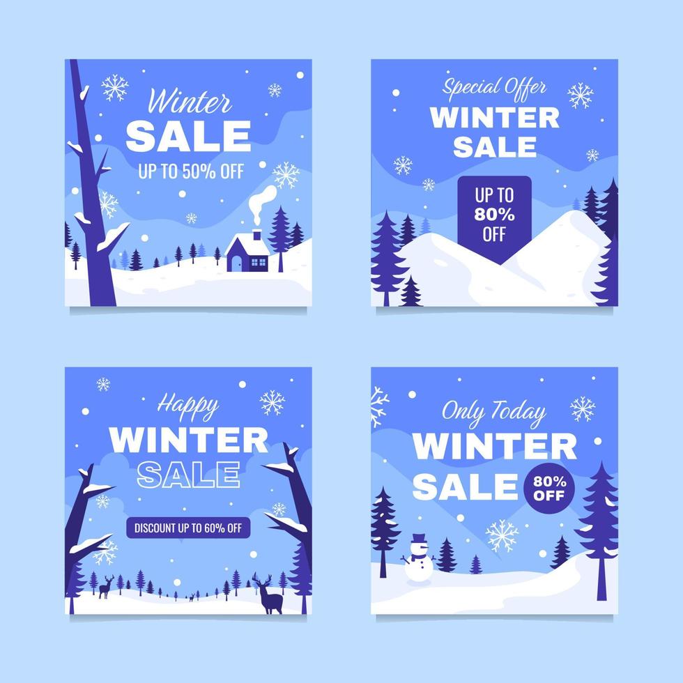 winter verkoop sociale media post-sjabloon vector