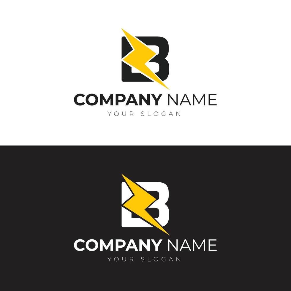 b brief modern logo sjabloon ontwerp met blikseminslag icoon vector