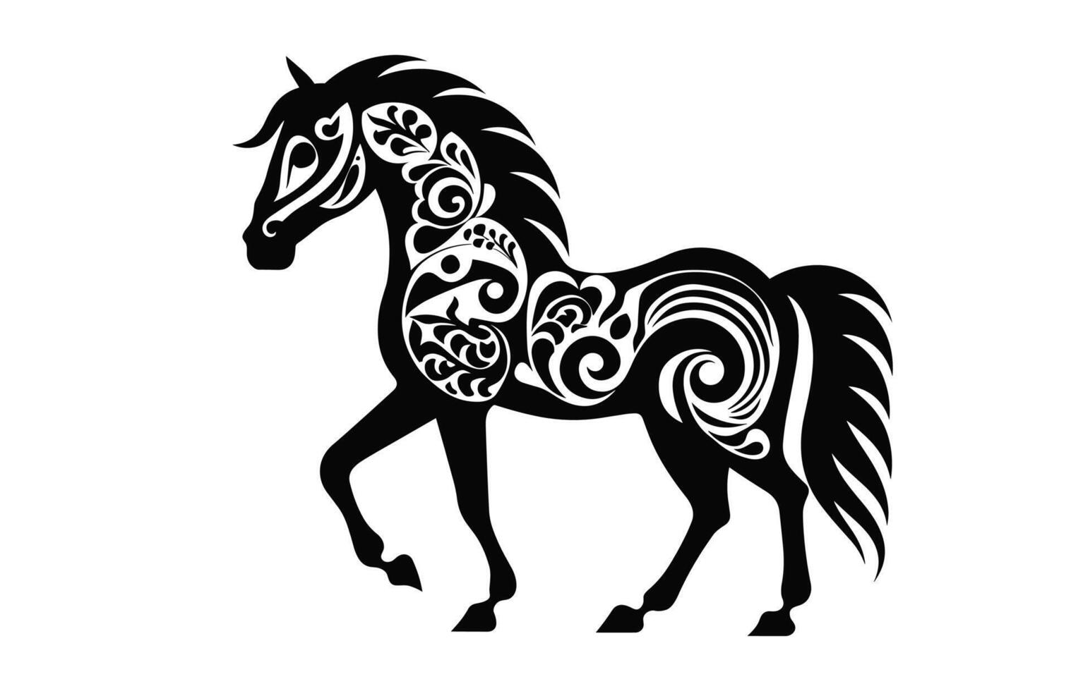 paard mandala silhouet zwart clip art geïsoleerd Aan een wit achtergrond vector