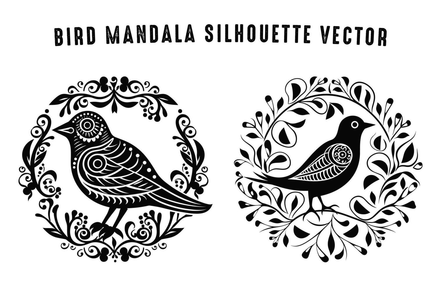 vogelstand mandala zwart klem kunst silhouetten vector