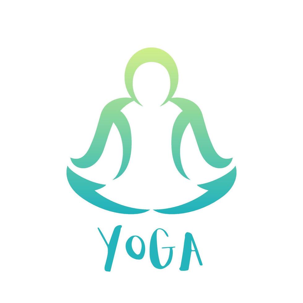 yoga klasse logo element over- wit, Mens in lotus positie vector
