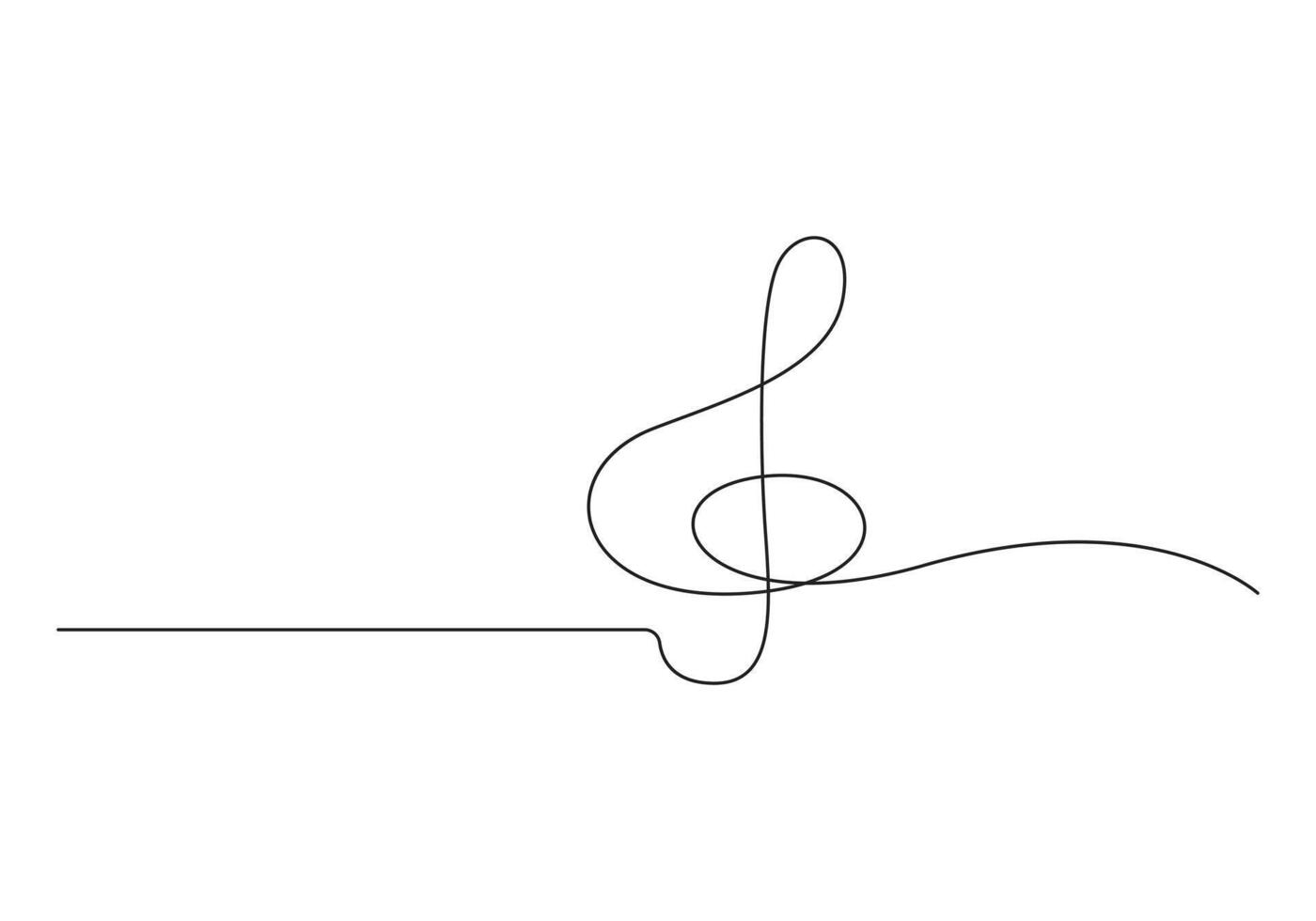 een treble sleutel en aantekeningen doorlopend een lijn tekening premie illustratie vector