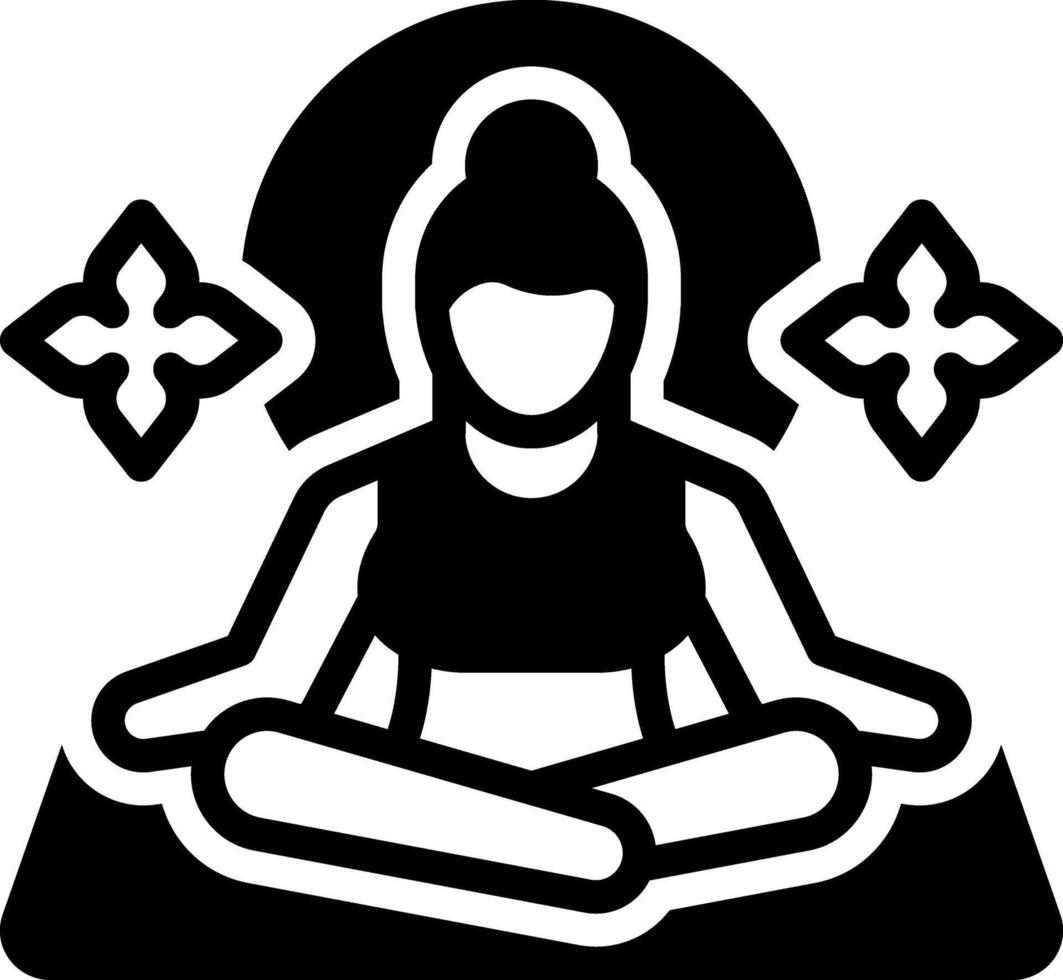 solide zwart icoon voor meditatie vector