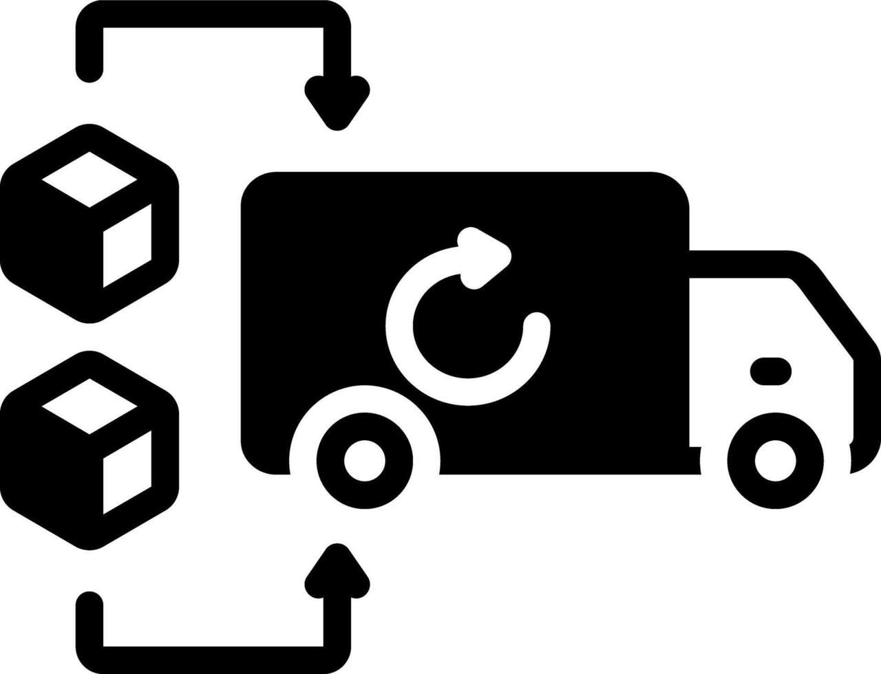 solide zwart icoon voor omgekeerde logistiek vector