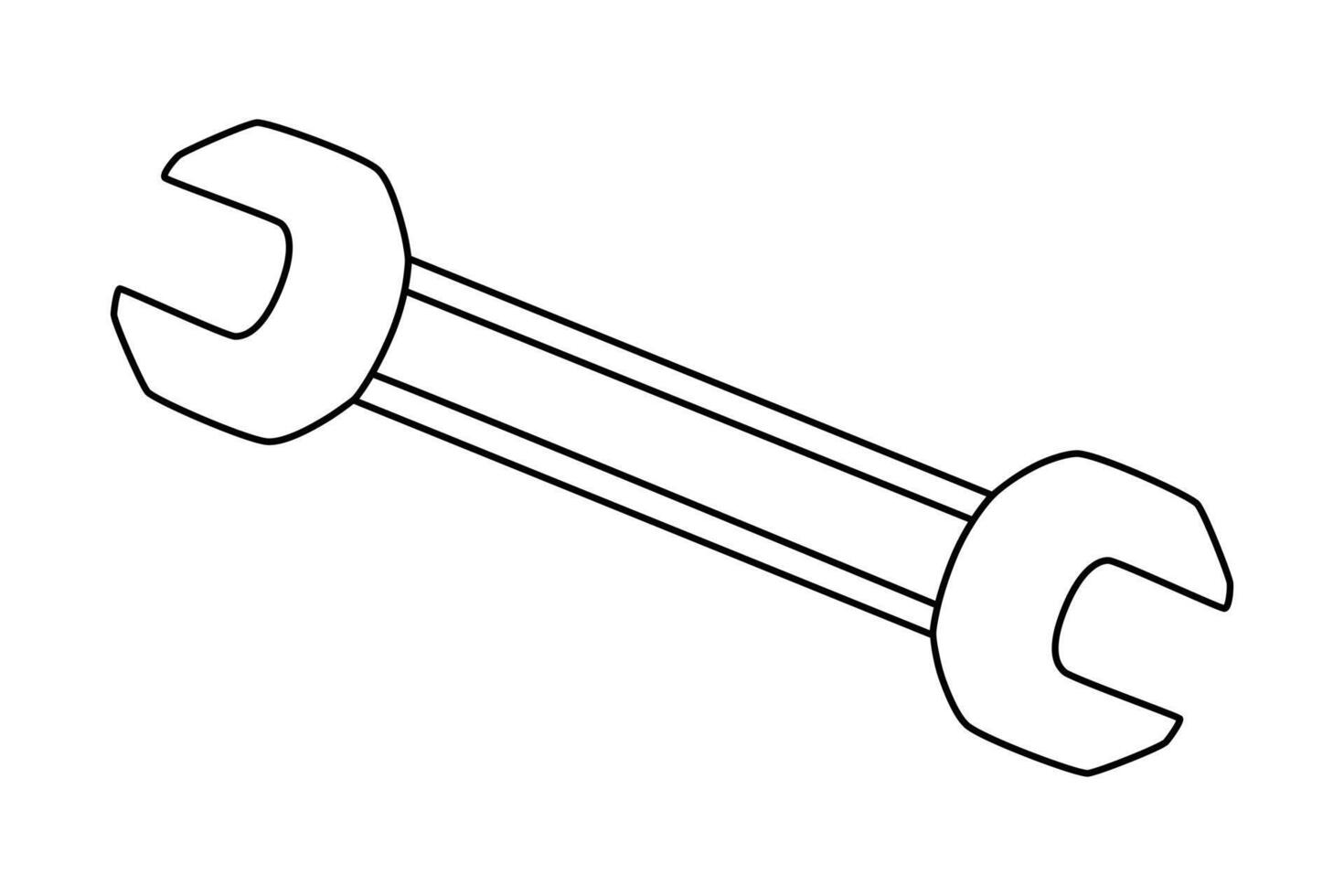 hand- getrokken schattig schets illustratie van moersleutel of moersleutel instrument. vlak reparatie gereedschap in lijn kunst tekening stijl. ondersteuning onderhoud hardware icoon. instellingen of fix probleem. vind oplossing. geïsoleerd. vector