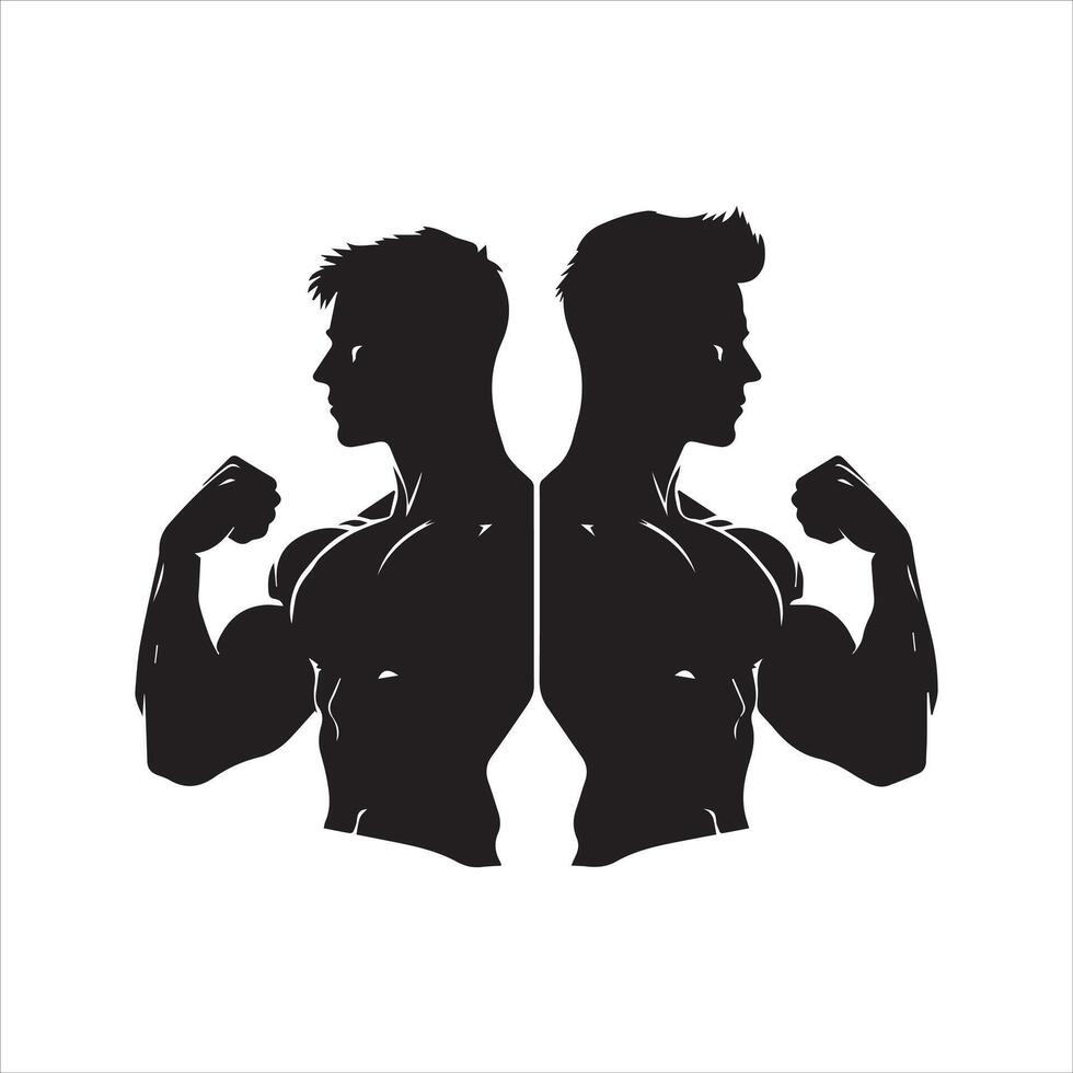 Sportschool training silhouet collectie.menselijk geschiktheid illustratie set. vector